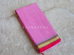 Load image into Gallery viewer, Narayanpet Mercerised Cotton Saree x Thin Border : Pink x Red
