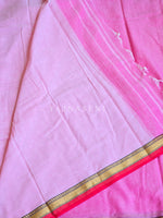 Load image into Gallery viewer, Narayanpet Mercerised Cotton Saree x Thin Border : Pink x Red
