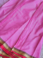Load image into Gallery viewer, Narayanpet Mercerised Cotton Saree x Thin Border : Pink x Red
