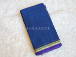 Load image into Gallery viewer, Narayanpet Mercerised Cotton Saree x Thin Border : Dark Blue x Purple
