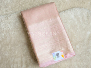 Semi Kanchipuram Silk Saree x Light Gold Zari - Pastel Pink