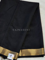 Load image into Gallery viewer, Maheswari Silk Cotton Saree - Black x Gold
