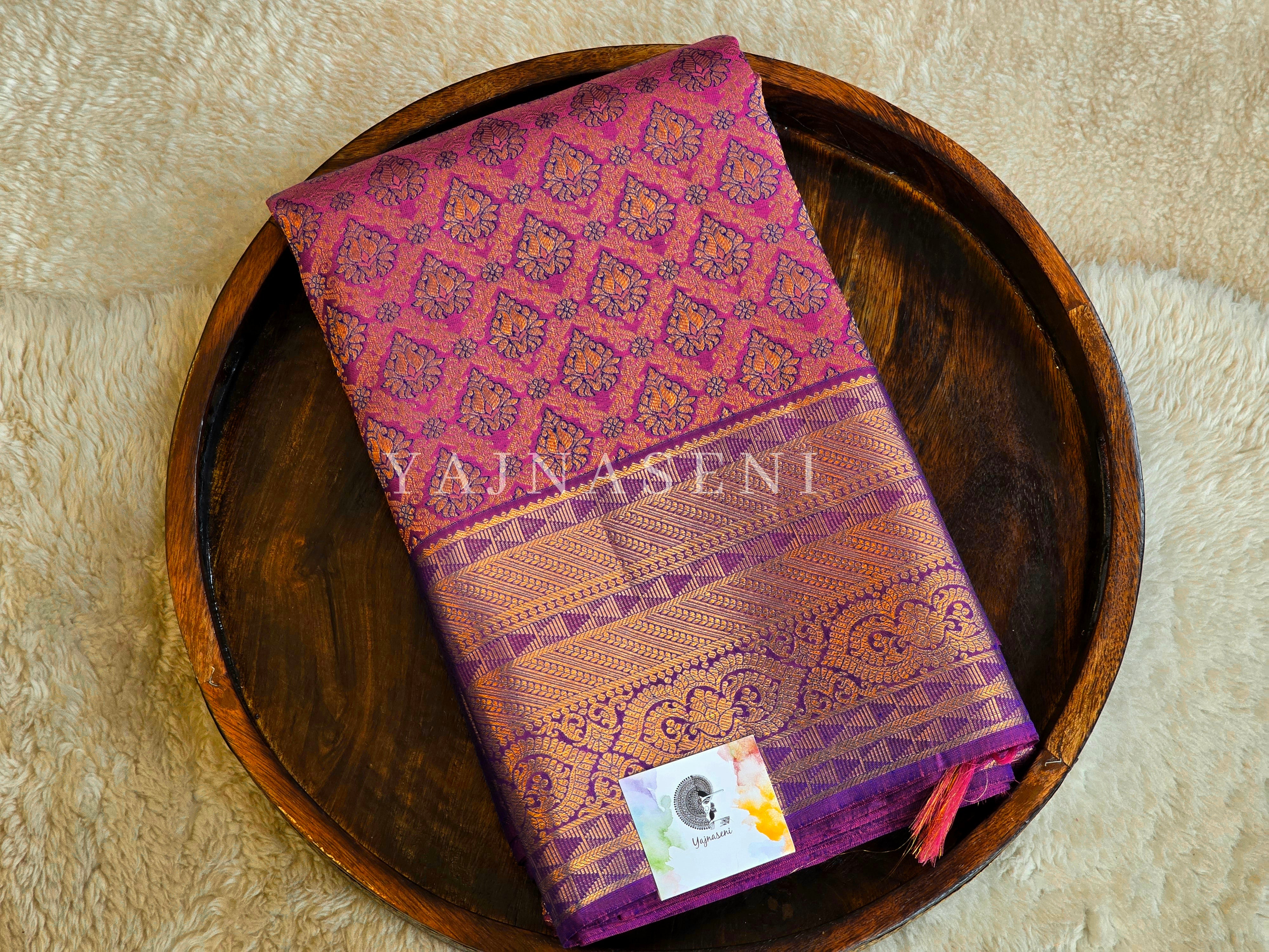 BYZANTINE - Pure Kanjivaram Silk Saree with Gold Zari