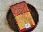 Load image into Gallery viewer, SCARLET EMBER - Pure Kanjivaram Silk Saree with Gold Zari
