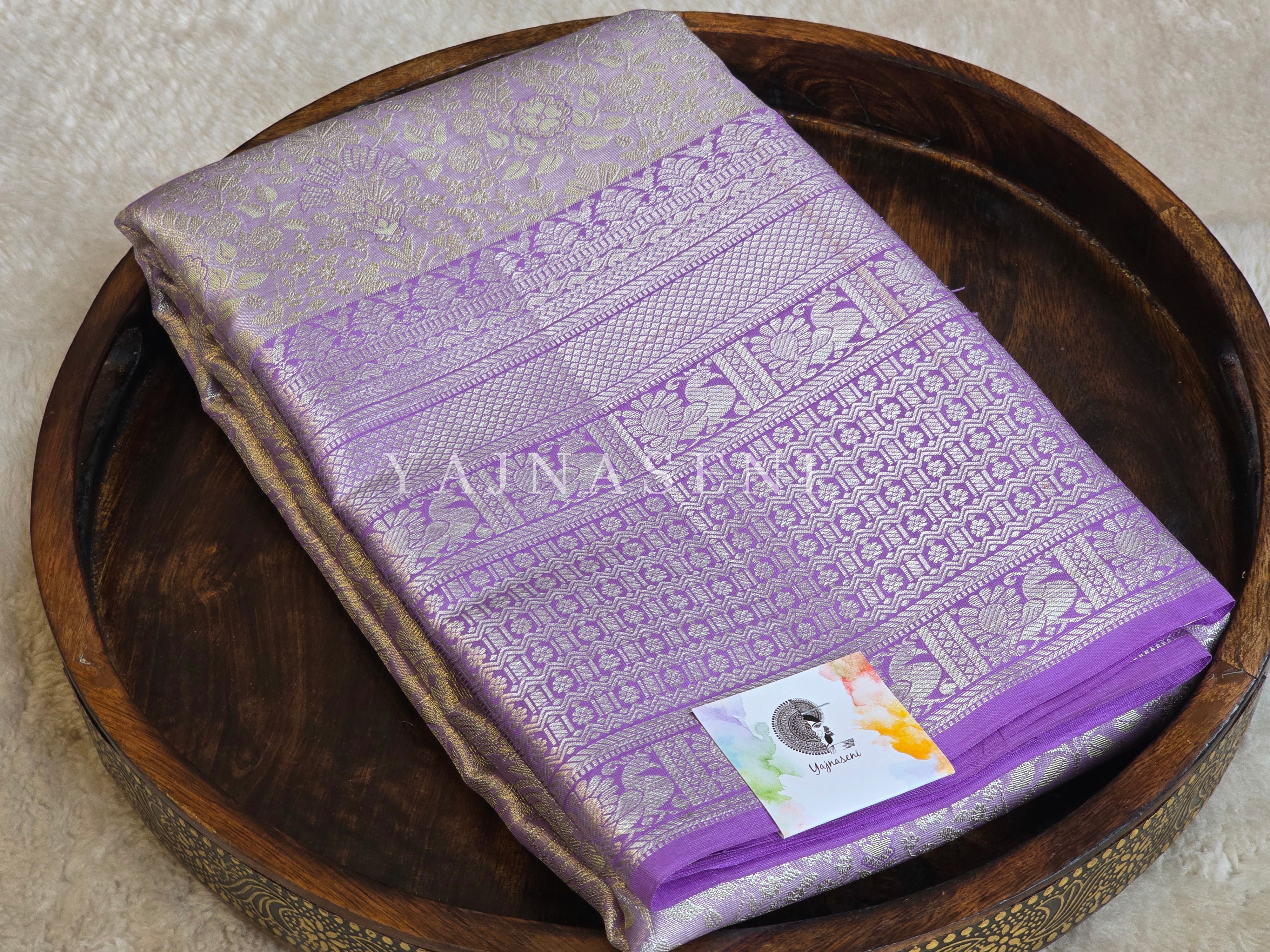 DREAMSHADE DRAPE - Pure Kanjivaram Silk Saree with Light Gold Zari