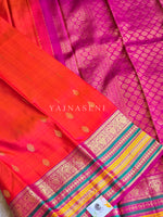 Load image into Gallery viewer, SUNSET VEIL - Pure Kanjivaram Silk Saree with Gold Zari
