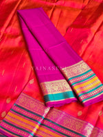 Load image into Gallery viewer, SUNSET VEIL - Pure Kanjivaram Silk Saree with Gold Zari
