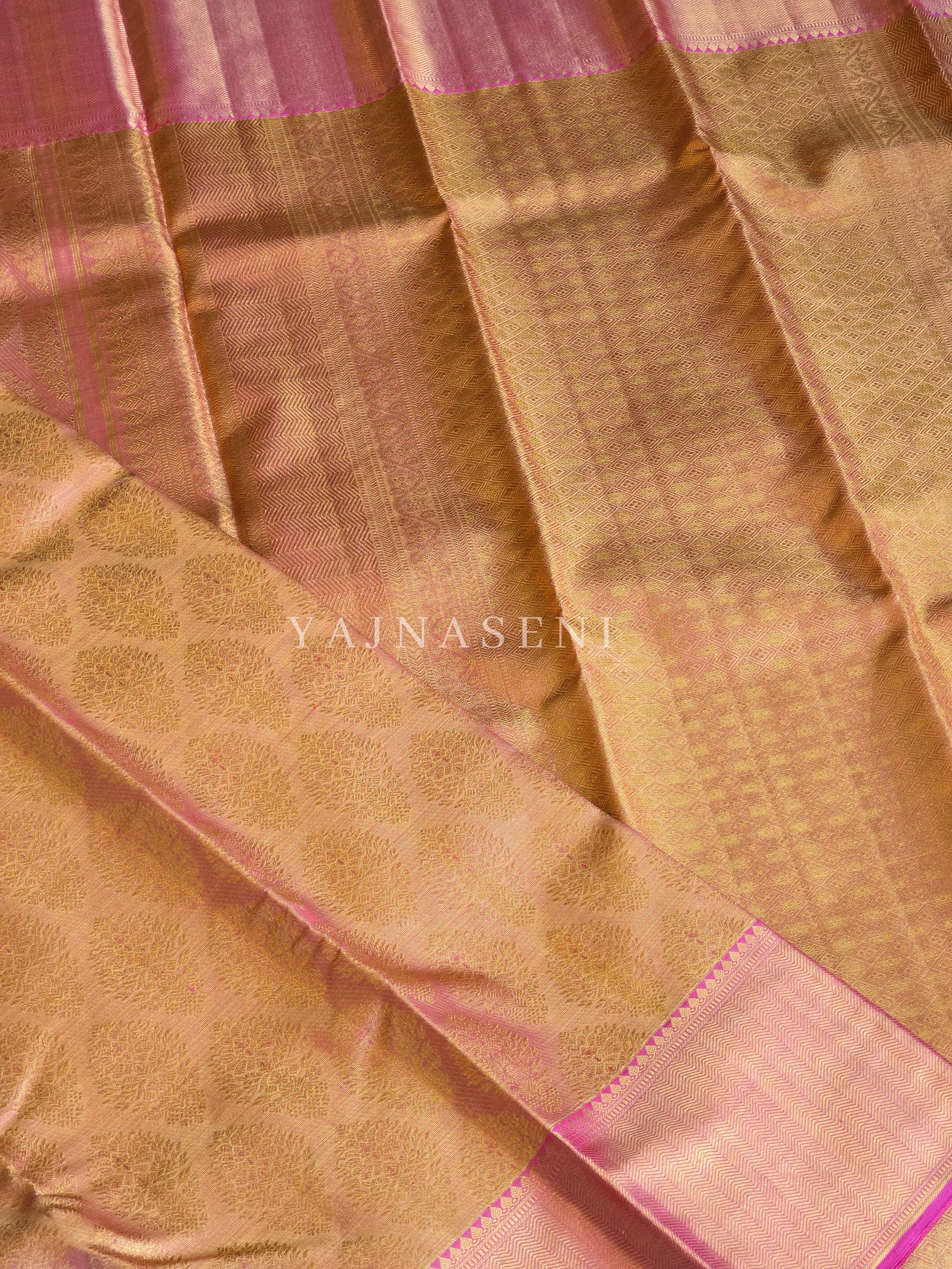 SILKEN SUNSET - Pure Kanjivaram Silk Saree with Gold Zari