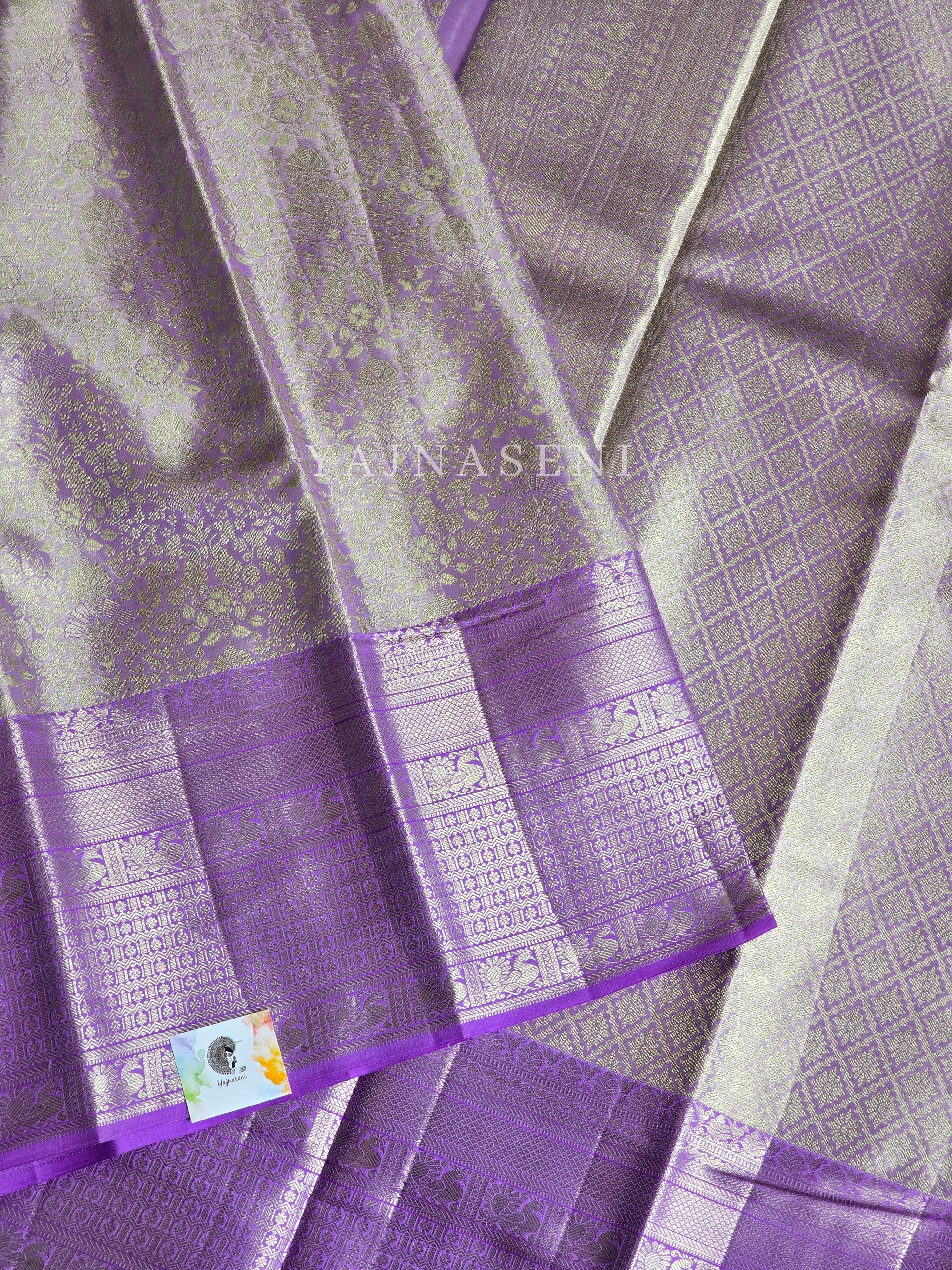 DREAMSHADE DRAPE - Pure Kanjivaram Silk Saree with Light Gold Zari