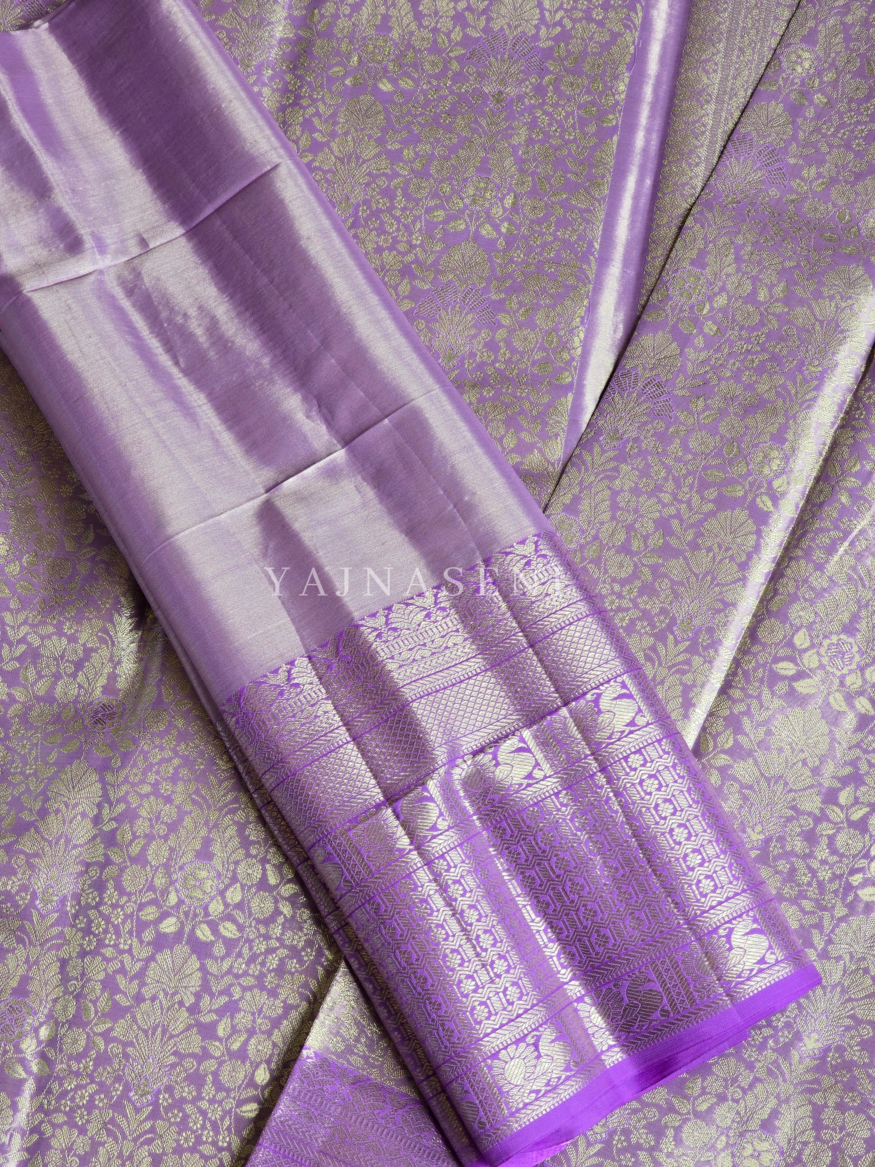 DREAMSHADE DRAPE - Pure Kanjivaram Silk Saree with Light Gold Zari