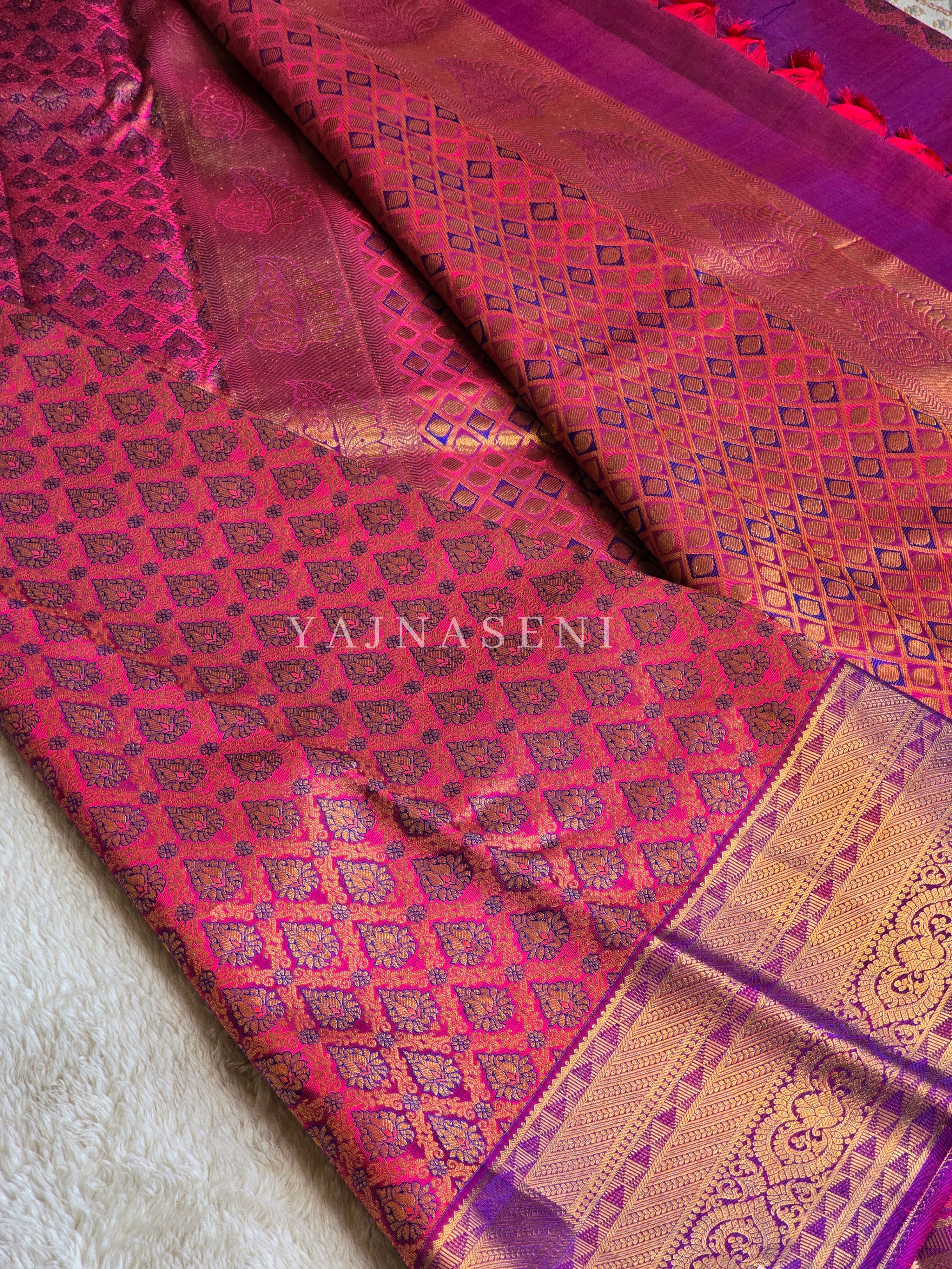 BYZANTINE - Pure Kanjivaram Silk Saree with Gold Zari