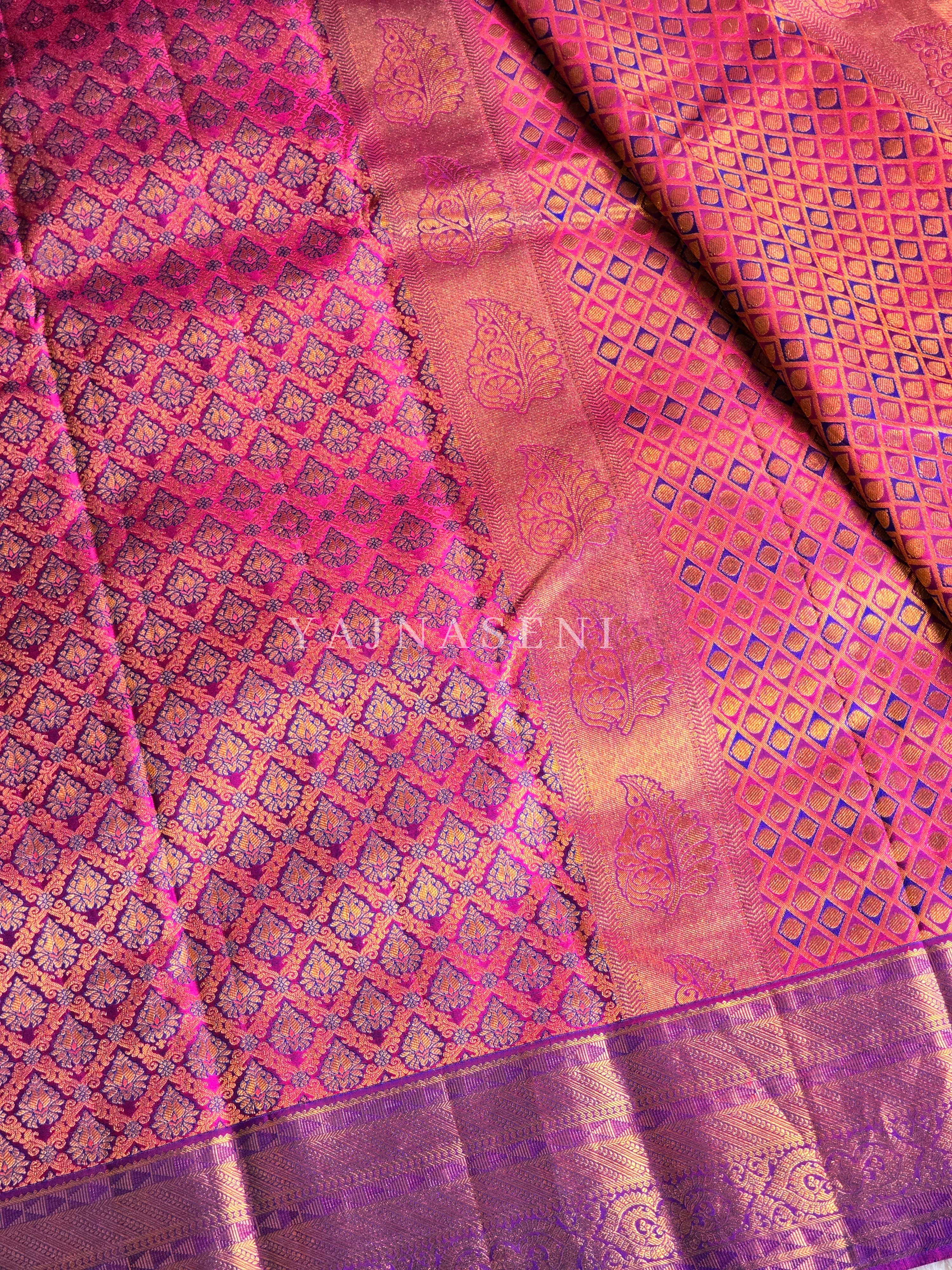 BYZANTINE - Pure Kanjivaram Silk Saree with Gold Zari