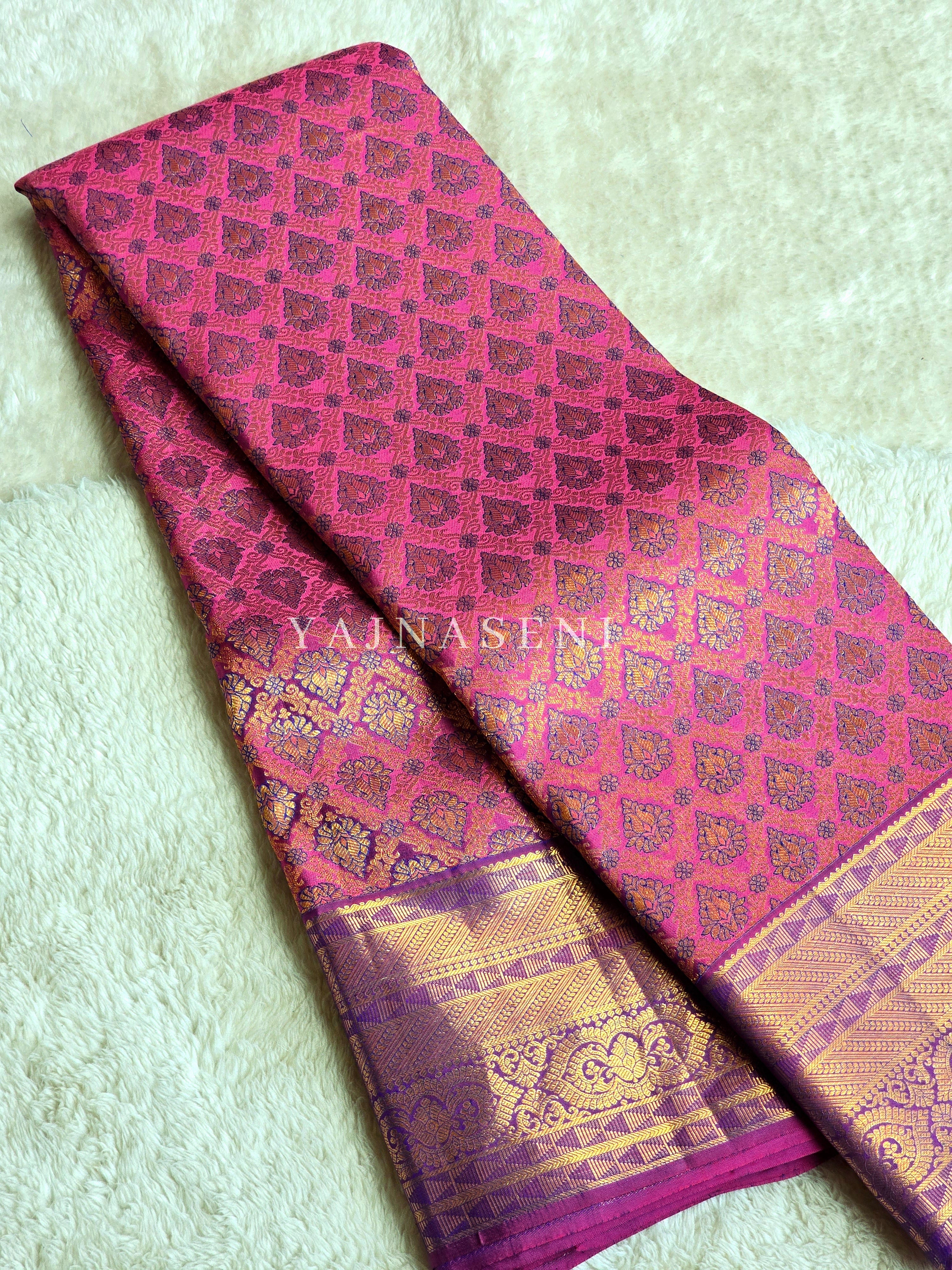 BYZANTINE - Pure Kanjivaram Silk Saree with Gold Zari