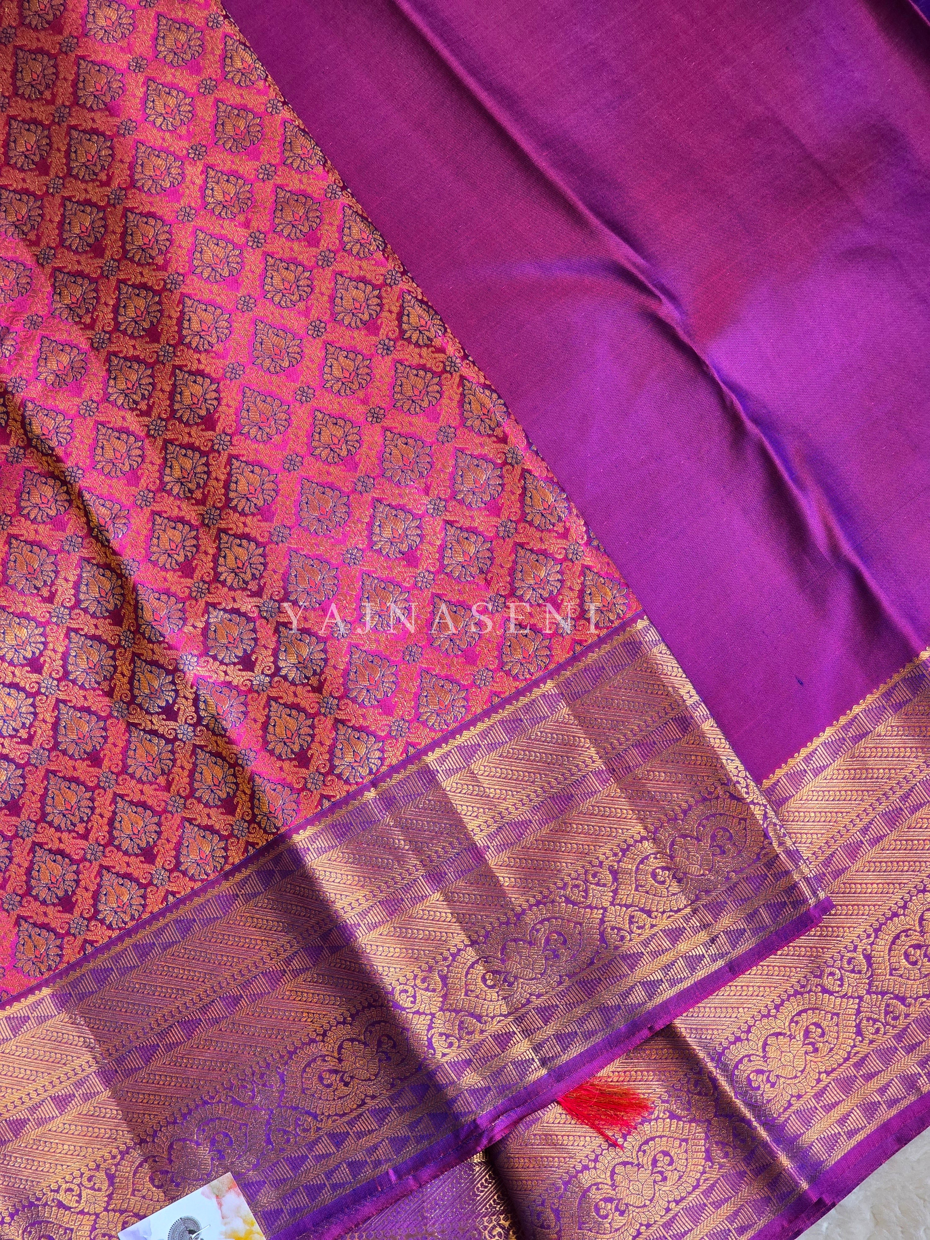BYZANTINE - Pure Kanjivaram Silk Saree with Gold Zari