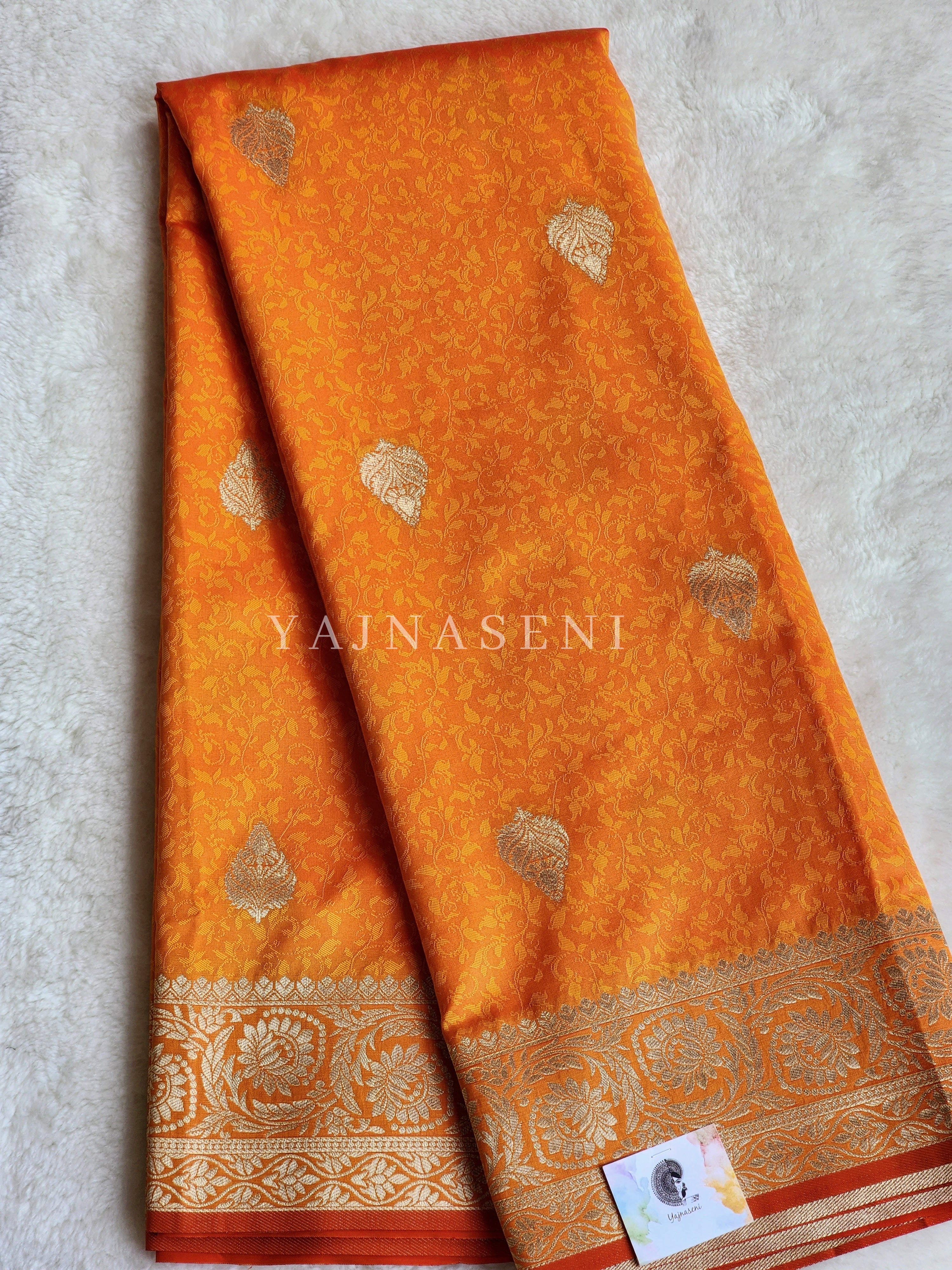 Soft Semi Silk Saree - Orange