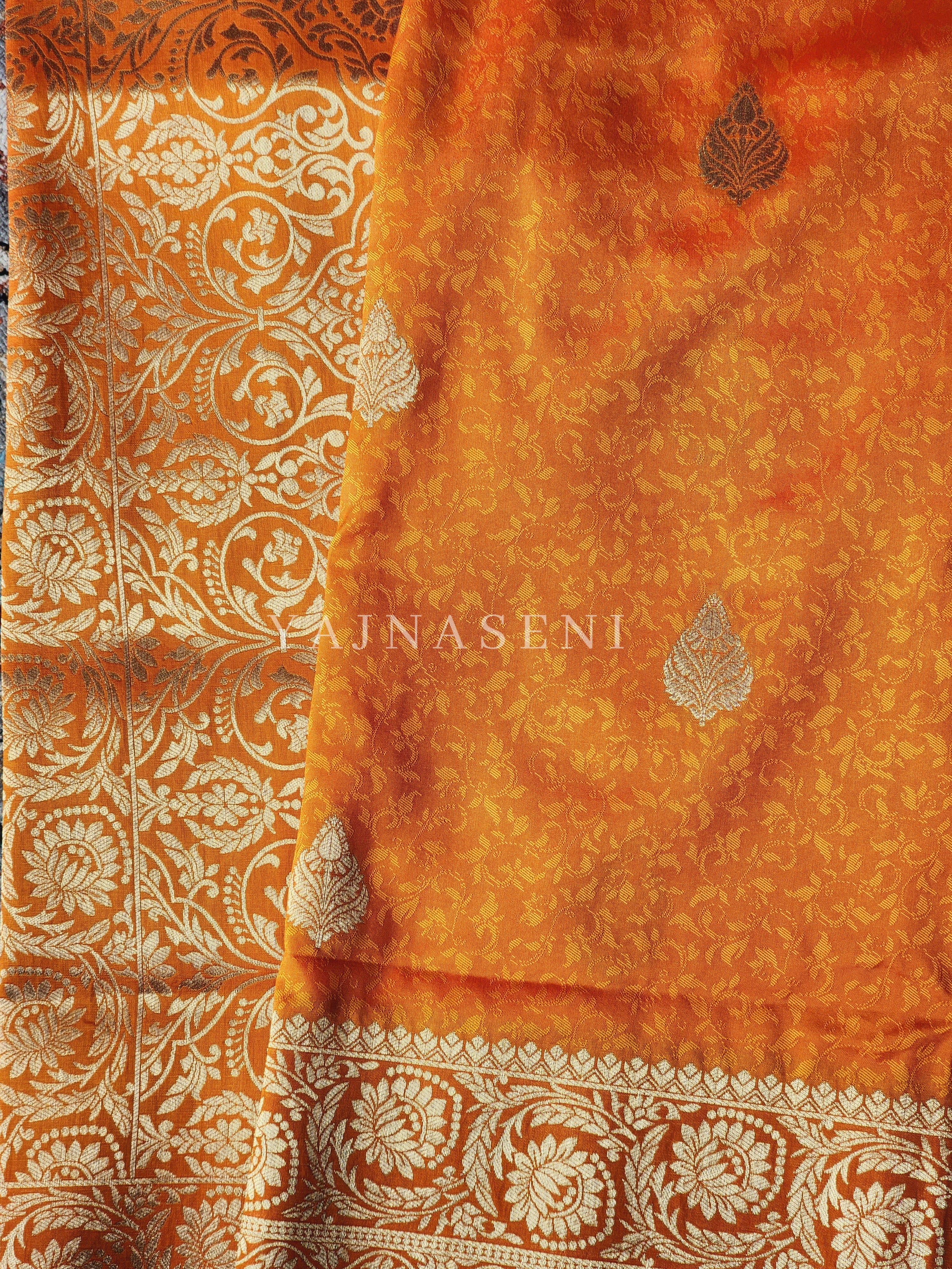 Soft Semi Silk Saree - Orange