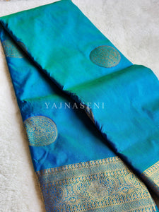 Semi Soft Silk Gold Zari Saree - Peacock
