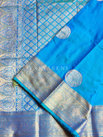 Load image into Gallery viewer, Semi Soft Silk Gold Zari Saree - Peacock
