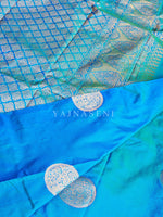 Load image into Gallery viewer, Semi Soft Silk Gold Zari Saree - Peacock

