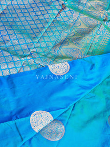 Semi Soft Silk Gold Zari Saree - Peacock