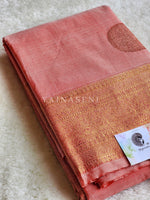 Load image into Gallery viewer, Semi Soft Silk Gold Zari Saree - Coral
