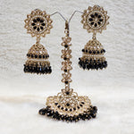 Load image into Gallery viewer, DHEERA earrings + tikka (Black)
