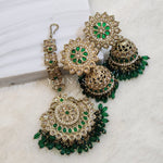 Load image into Gallery viewer, DHEERA earrings + tikka (Emerald)
