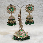 Load image into Gallery viewer, DHEERA earrings + tikka (Emerald)
