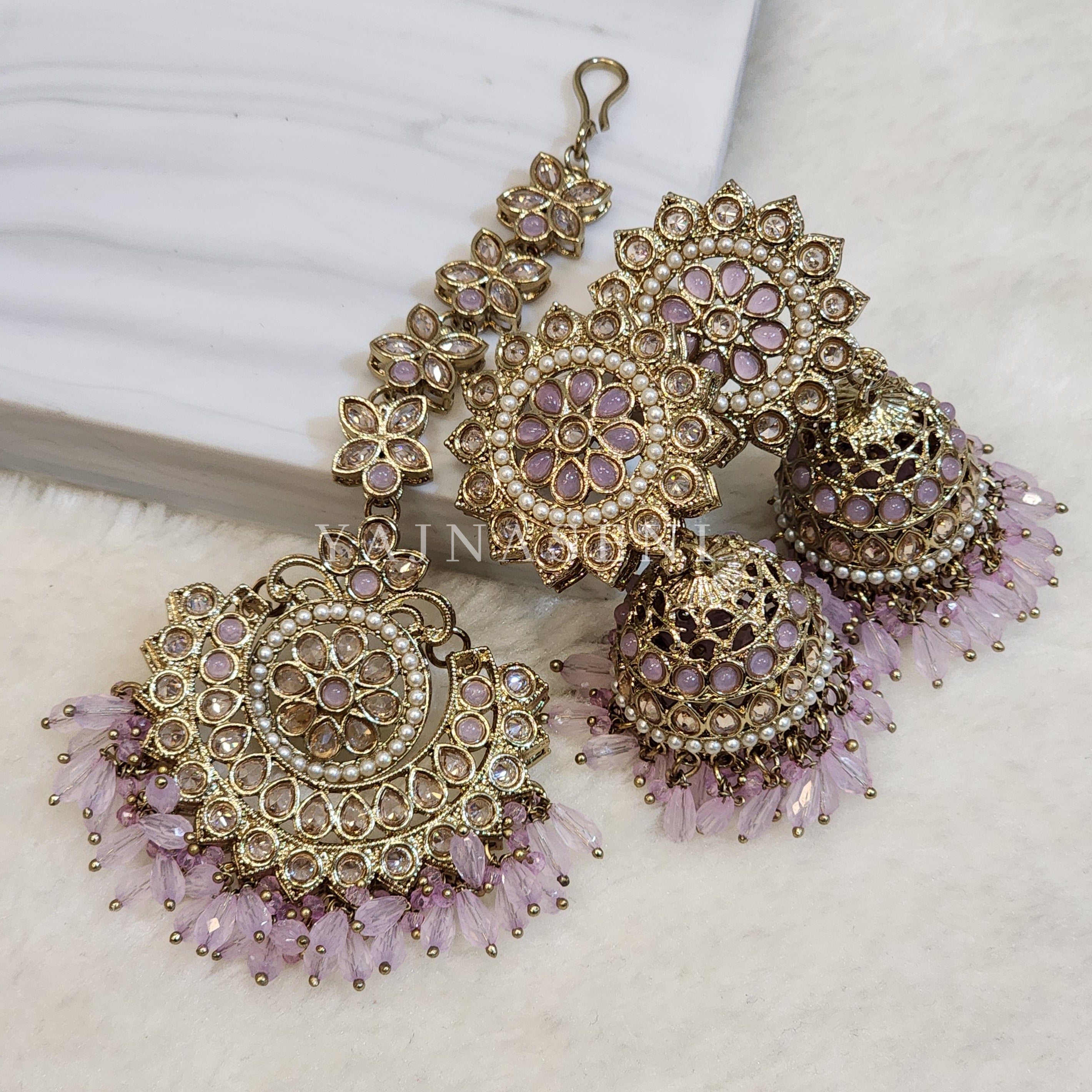 DHEERA earrings + tikka (Lilac)