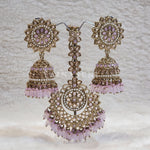 Load image into Gallery viewer, DHEERA earrings + tikka (Lilac)
