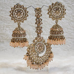 Load image into Gallery viewer, DHEERA earrings + tikka (Peach)
