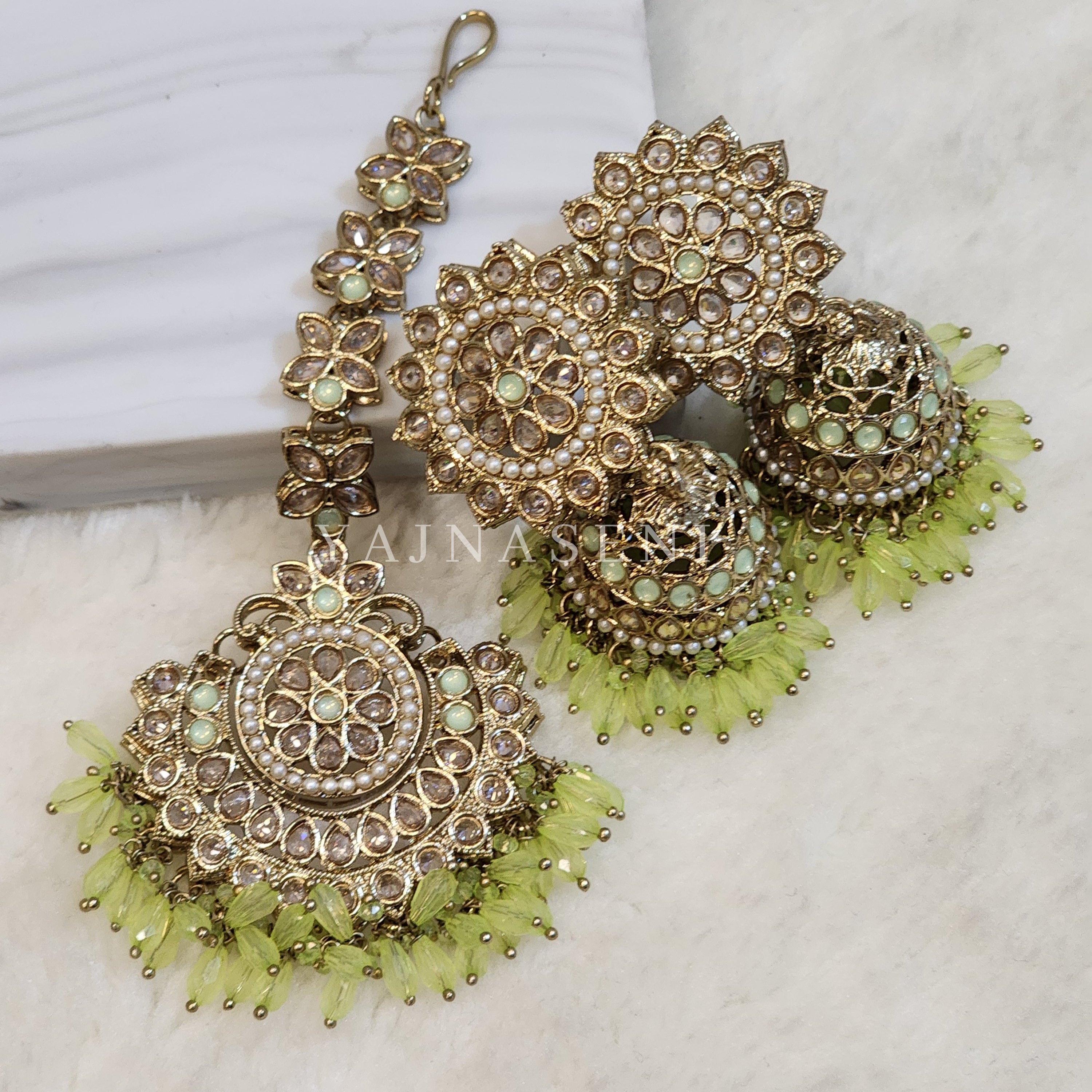 DHEERA earrings + tikka (Mint)