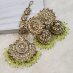 Load image into Gallery viewer, DHEERA earrings + tikka (Mint)
