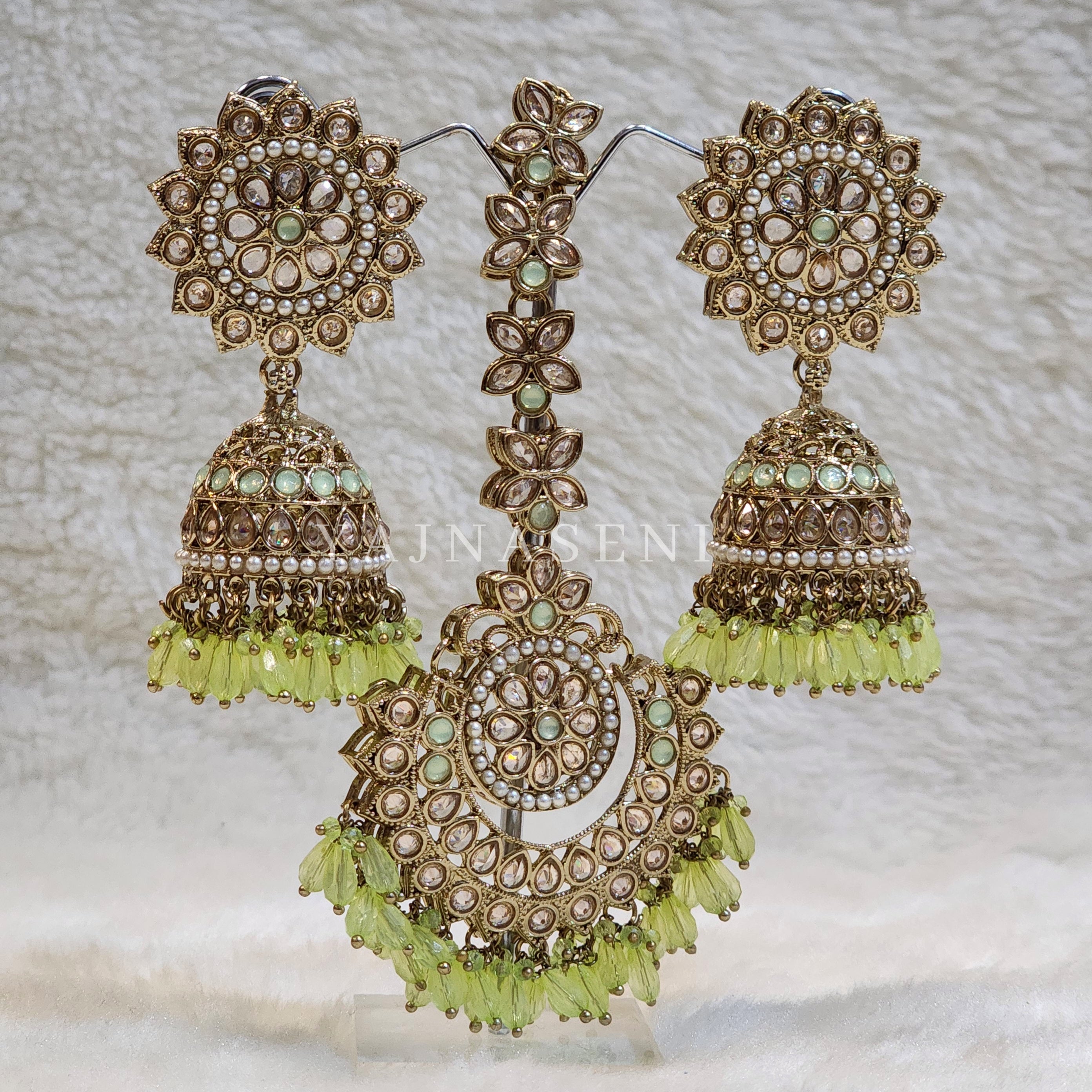 DHEERA earrings + tikka (Mint)