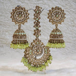 Load image into Gallery viewer, DHEERA earrings + tikka (Mint)
