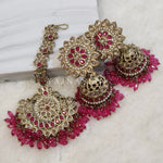 Load image into Gallery viewer, DHEERA earrings + tikka (Pink)
