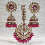 Load image into Gallery viewer, DHEERA earrings + tikka (Pink)
