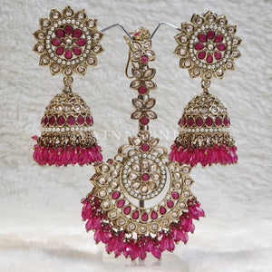 DHEERA earrings + tikka (Pink)