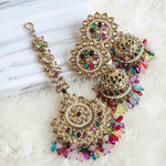 Load image into Gallery viewer, DHEERA earrings + tikka (Multicolour)
