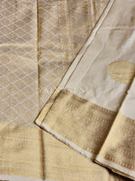 Load image into Gallery viewer, Semi Soft Silk Gold Zari Saree - Cream

