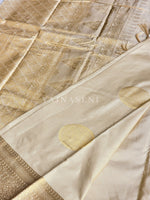 Load image into Gallery viewer, Semi Soft Silk Gold Zari Saree - Cream
