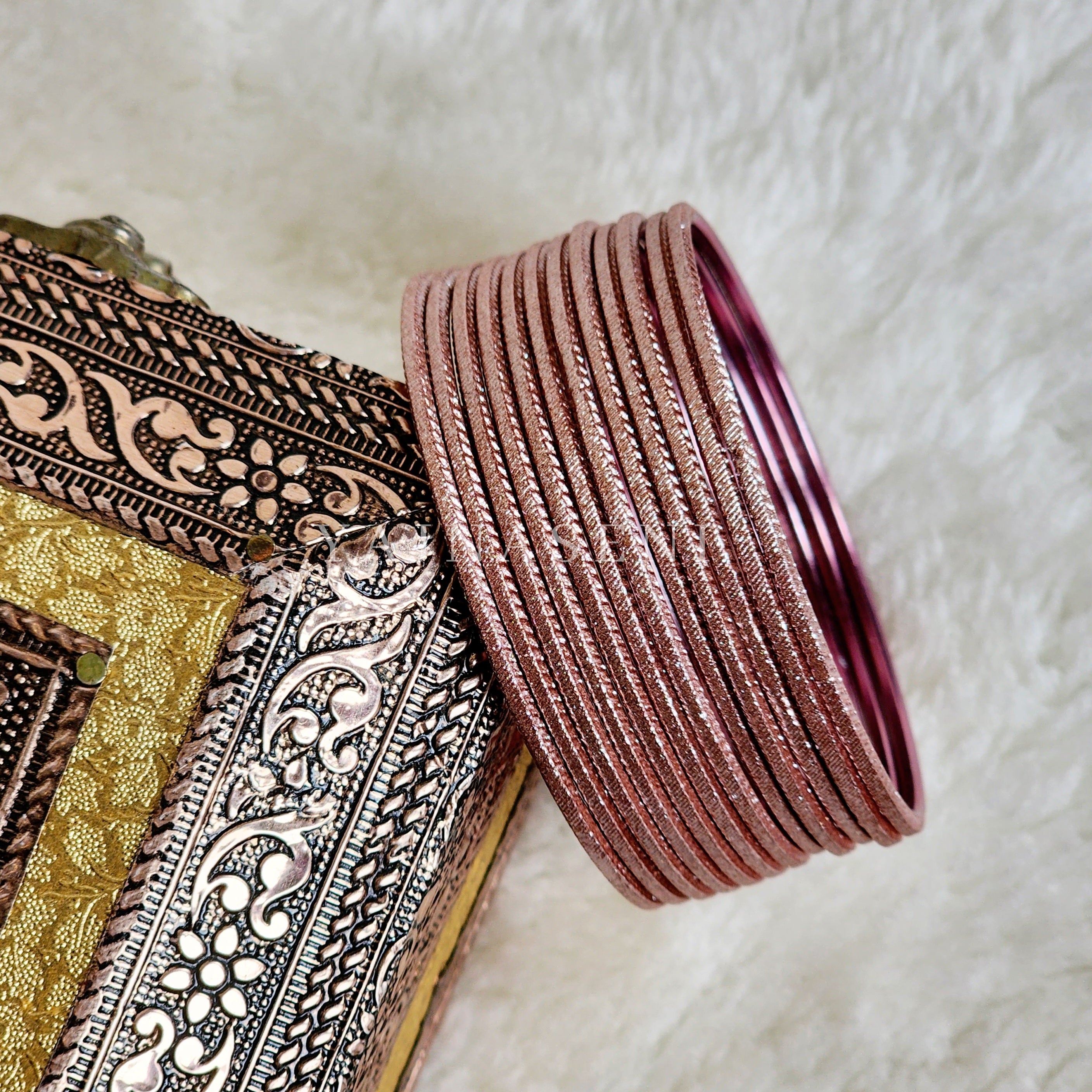 Solid Colour Metallic Bangles - Blush