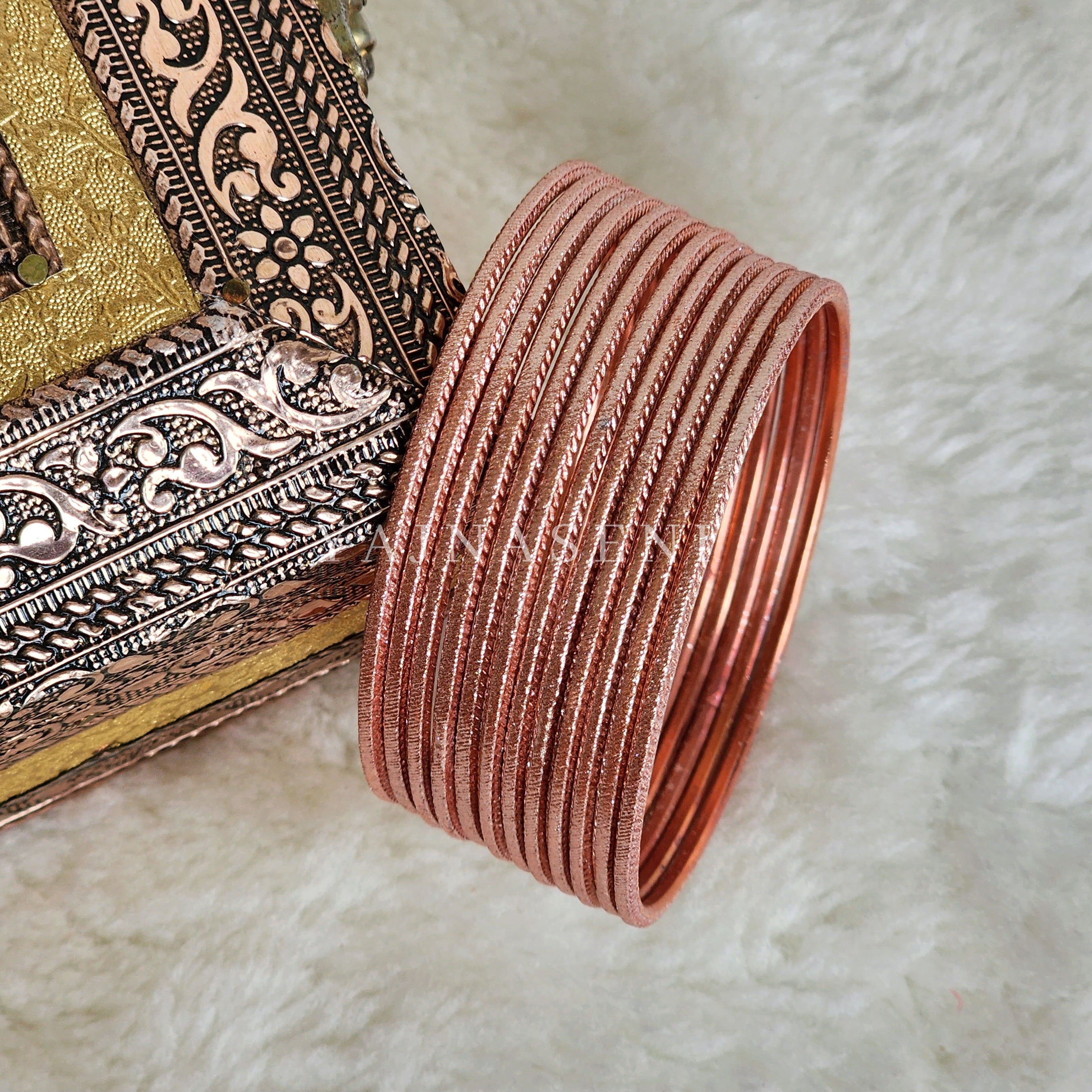Solid Colour Metallic Bangles - Rosegold