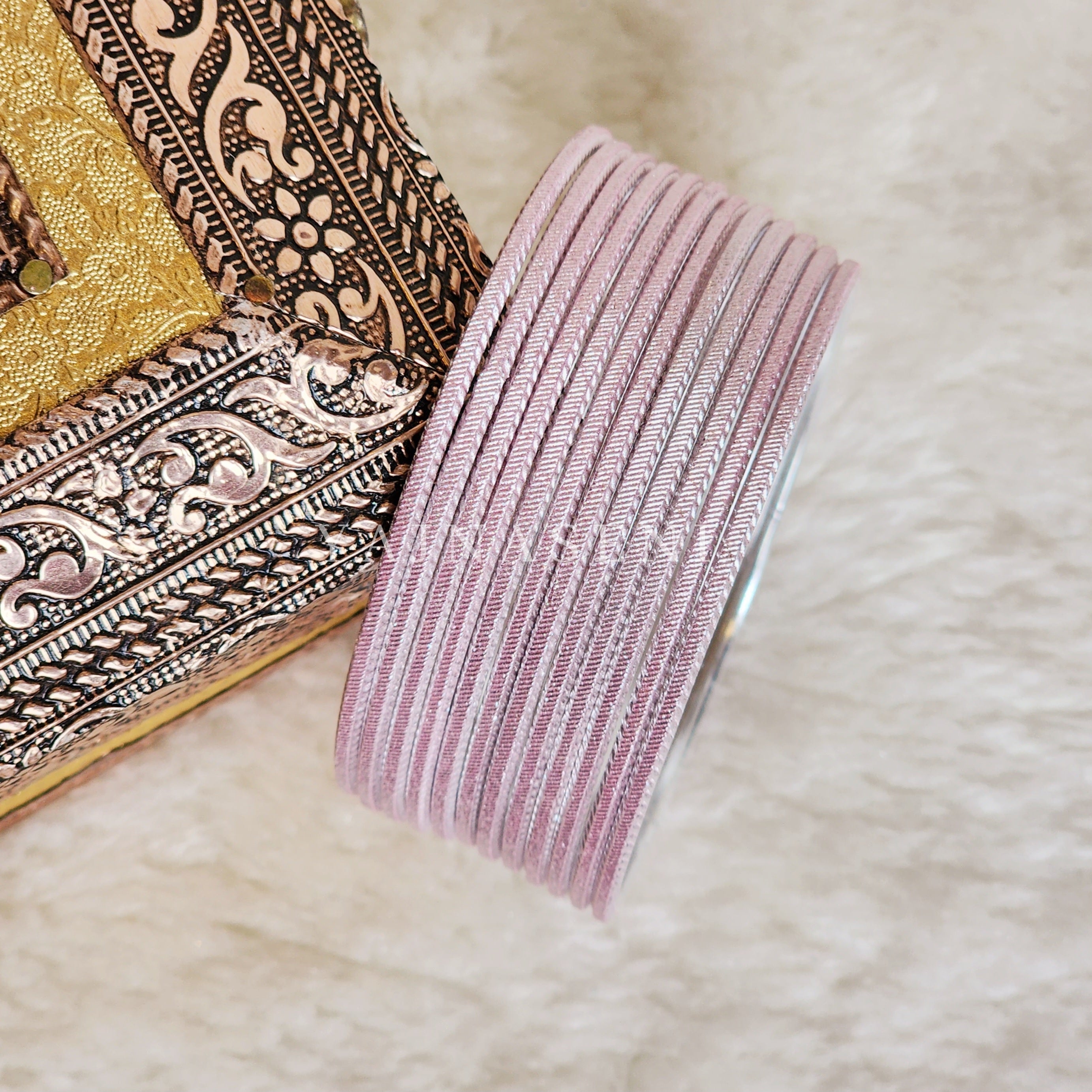 Solid Colour Metallic Bangles - Light Pink