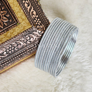 Solid Colour Metallic Bangles - Silver