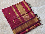 Load image into Gallery viewer, Maheswari Series : Kalyani Cotton Saree - Gold Zari : Deep Maroon
