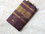 Load image into Gallery viewer, Maheswari Series : Kalyani Cotton Saree - Gold Zari : Dark Brown
