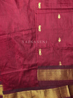 Load image into Gallery viewer, Maheswari Series : Kalyani Cotton Saree - Gold Zari : Deep Maroon

