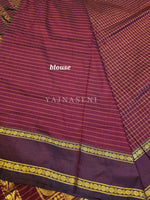 Load image into Gallery viewer, Rudracham Series : Kalyani Cotton Saree (checkered) - Gold Zari : Deep Maroon
