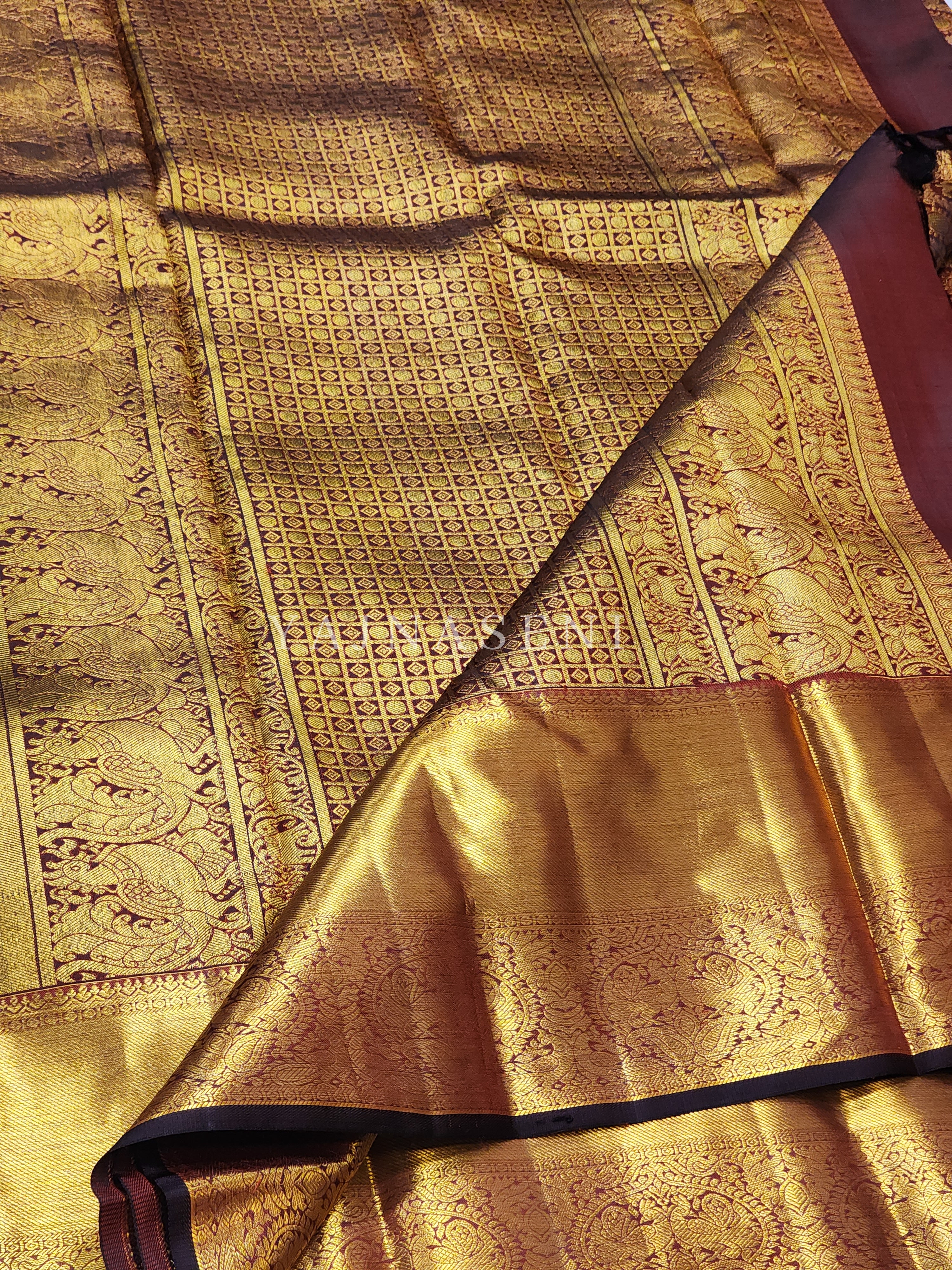 Gajagamini - Pure Kanjivaram Silk Saree with Gold Zari